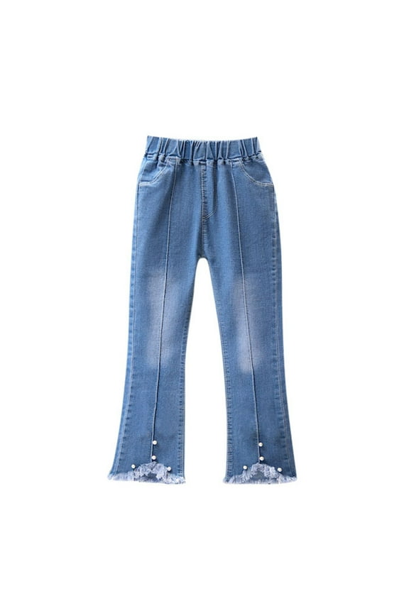Toddler Little Girls Embroidered Jeans Denim Pants Size 2-3 Years