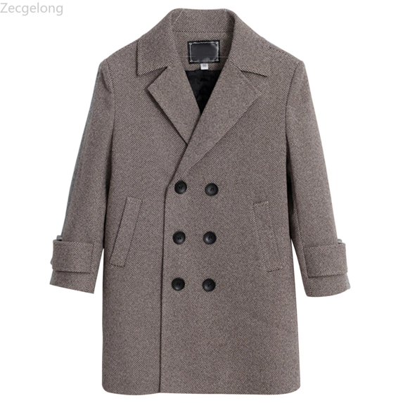 Zecgelong Warm Boys Winter Coat Thickened Wool Blend Jacket Windproof Kids Overcoat With For Cold Weather