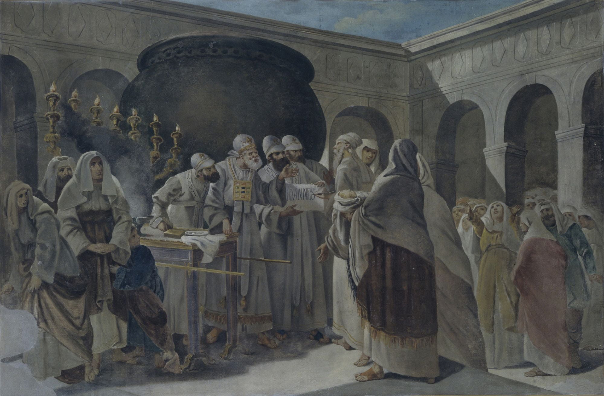 Zechariah Gives Name To John The Baptist Canvas Art - (24 x 18)