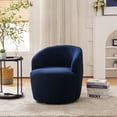 thumbnail image 1 of Onbeam Accent Chairs for Living Room and Bedroom - Swivel Barrel Chair and Reading Armchair with Teddy Fabric and Metal Base - Blue, 1 of 10