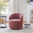 thumbnail image 1 of Onbeam Accent Chairs for Living Room and Bedroom - Swivel Barrel Chair and Reading Armchair with Teddy Fabric and Metal Base - Red, 1 of 10