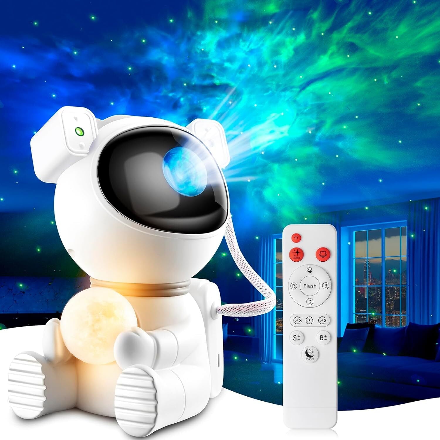 White Astronaut Galaxy Projector Light with Remote Control
