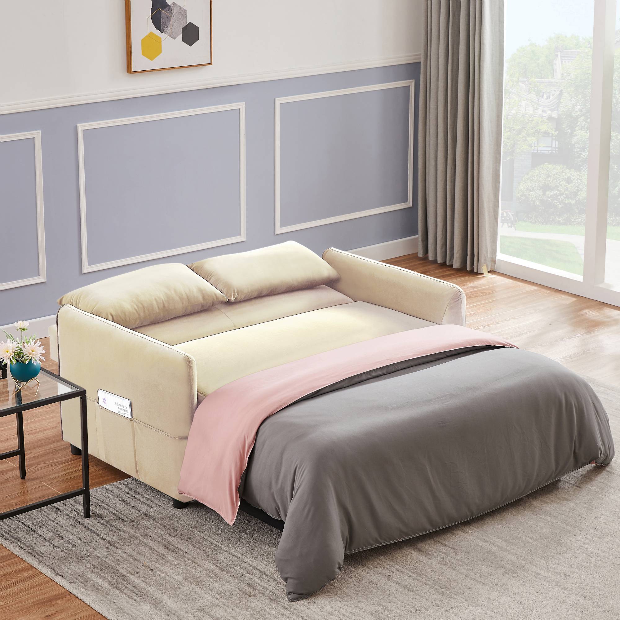 BALUS Convertible Sofa Bed, Loveseat Sleeper Sofa with Fold Out