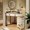 thumbnail image 1 of Onbeam Corner Vanity Desk with Mirror,LED Lights,Power Outlet,Drawers and Shelves,for Adult,White, 1 of 7