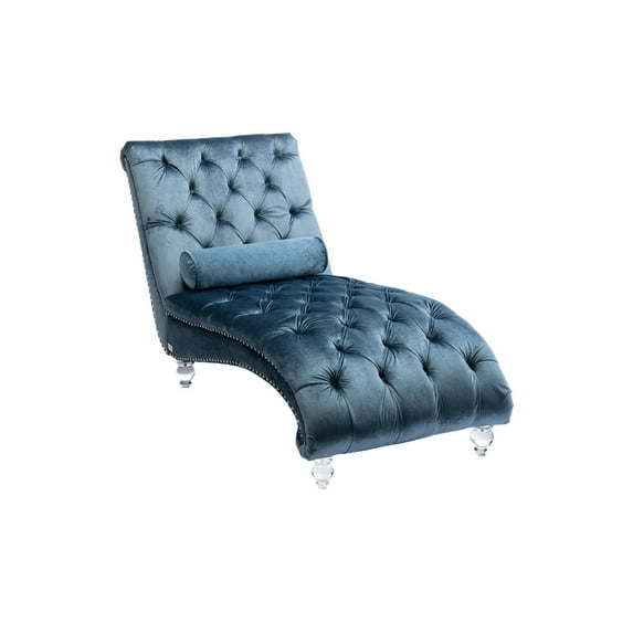 Zechuan Curved Lounge Chaise sofa, Accent Chair Sofa with Acrylic Leg, Blue