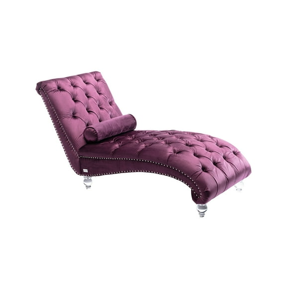 Zechuan Curved Lounge Chaise sofa, Accent Chair Sofa with Acrylic Leg, Purple