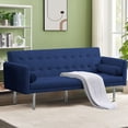 thumbnail image 1 of Zechuan Futon Tufted Back Convertible Sofa 68” Twin Size Bed - Blue, 1 of 9