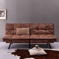 thumbnail image 1 of Zechuan Futon Tufted Back Convertible Sofa 71" Twin Size Bed - Faux Leather Loveseat Sofa - Brown, 1 of 9