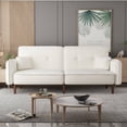 thumbnail image 1 of Zechuan Futon Tufted Back Convertible Sofa 75" Twin Size Bed - Loveseat Sleeper Sofa with Side Packet - White, 1 of 9