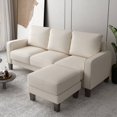 thumbnail image 1 of Zechuan Sectional Sofa - 3 Seater Sofa with Ottoman & Storage - Beige, 1 of 7