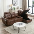 thumbnail image 1 of Onbeam Sectional Sofa with Storage Chaise and Cup Holders, Living Room L-shaped Sofa Couch, Modern Sofa Bed for Home and Office, Brown PU Leather, 1 of 6