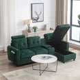 thumbnail image 1 of Onbeam Sectional Sofa with Storage Chaise and Cup Holders, Living Room L-shaped Sofa Couch, Modern Sofa Bed for Home and Office, Green Polyester, 1 of 6