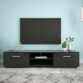 thumbnail image 1 of Zechuan TV Stand with 2 Storage Cabinets for TVs up to 70", Black, 1 of 8