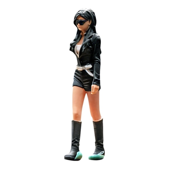 Zecic 1:64 Scale Hand Painted Resin Collectible Figure Miniature Model Accessories Realistic Cool Girl Figure Model Gift