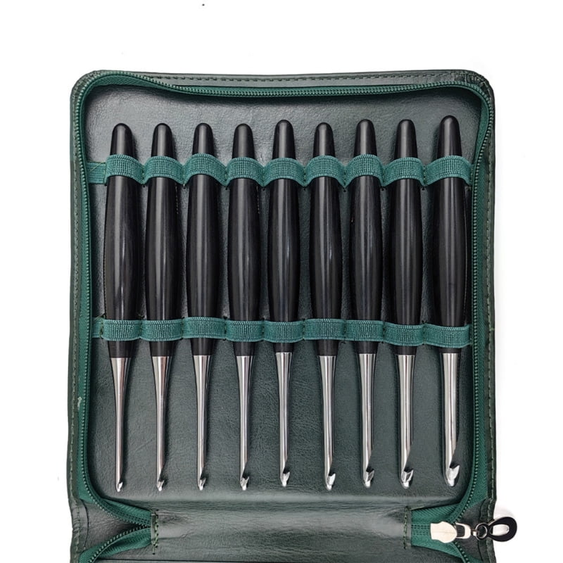 Zecic 1 Set 3.5-8.0mm Knitting Needle Crochet Needle Set Wood Handle Crochet Hook