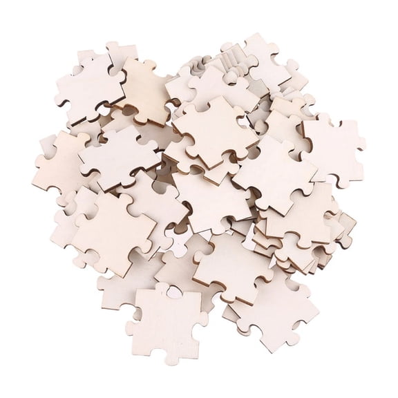 Zecic 100 Pcs/Set Unfinished Wooden Jigsaw Freeform Blank Puzzles Pieces for DIY Art Crafts Card Making