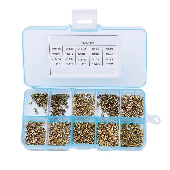 Zecic 1000PCS M0.9 M1.3 M1.5 M1.7 Metal Stud Hollow Rivet Nuts Circuit Board PCB Nails