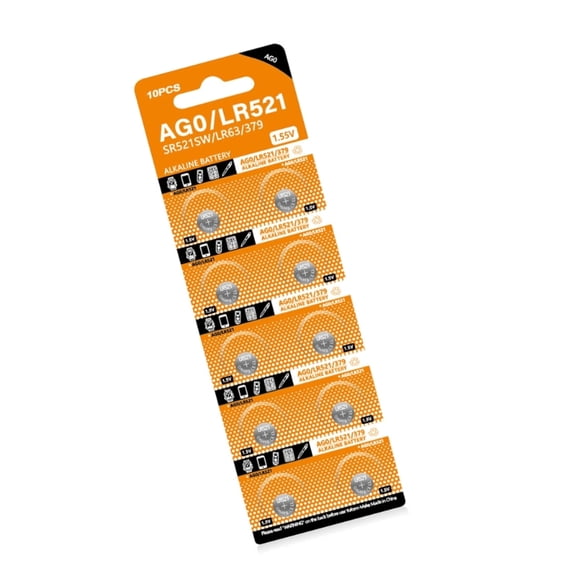 Zecic 10Pcs AG0 Batteries Button Cell Battery 1.55V SR521SW LR521 SR521 Alkaline Coin Batteries for Calculator Watches Toys