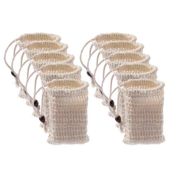 Zecic 10pcs Soap Bag Bar Soap Pouch Sisal Soap Saver Bags Mesh with Drawstring Shower