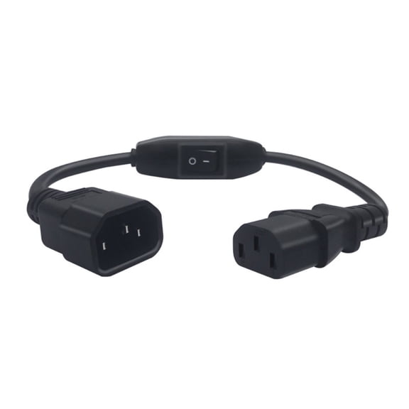 Zecic 12inch C14 to C13 PDU Style Computer Power Extension Cable with Switches, 30cm / Black Power Extension Cable
