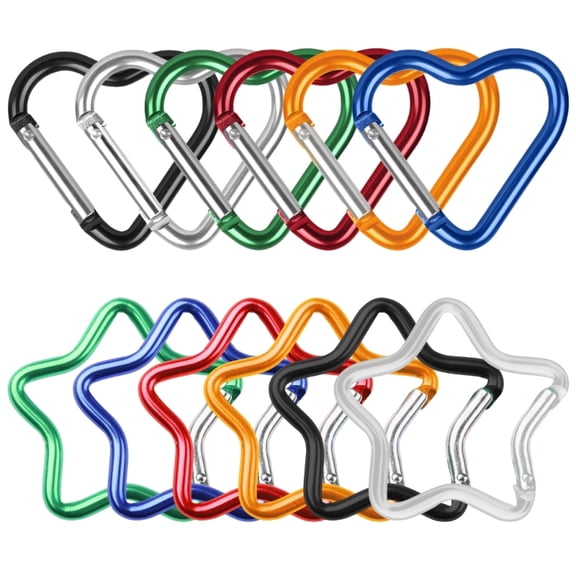 Zecic 12lots Spring Loaded Gate Heart Shape Carabiner Security Locking Carabiner