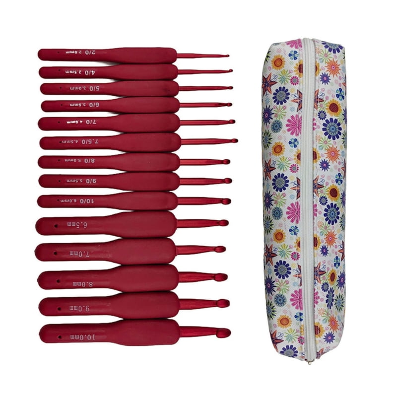 Zecic 14Pcs Ergonomic Crochet Hook with Storage Case 2.0mm-10mm for Knitting Sweater