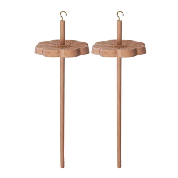 Zecic 2Pcs Wood Drop Spindle Top Whorl Yarn Spinner Wheel Tool Yarn Wool Spinner Tool