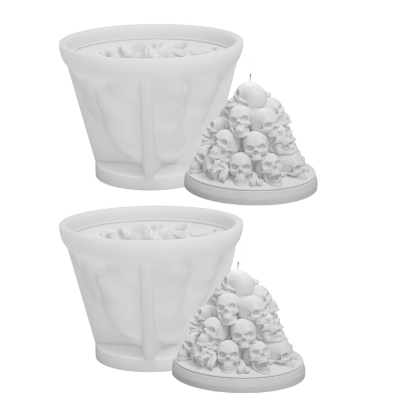 Zecic 2x/Set Silicones Mould Skulls Candle Molds Ornament Handmade Casting Mould Scented Candle Molds Craft Supplies