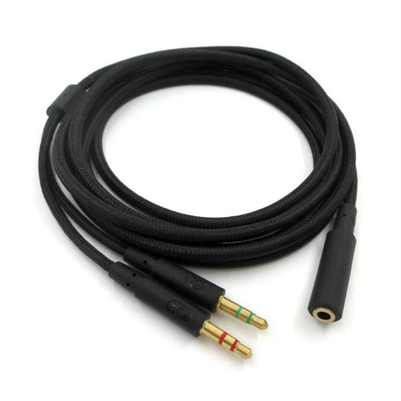 Zecic 3.5mm Universal 2 in1 Gaming Headphone Audio Extend Cable For Alpha/Cloud Flight