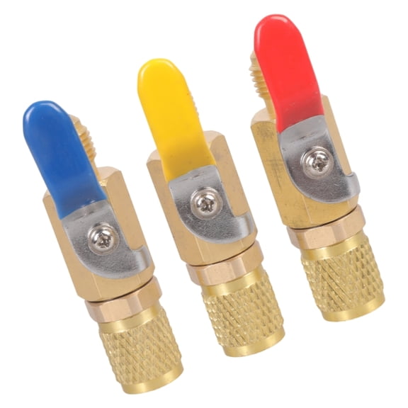Zecic 3 Pack Shut-off Valves Set Air Conditioning Refrigerants Valves Ball Valves Air Conditioning Part for Cooling Systems