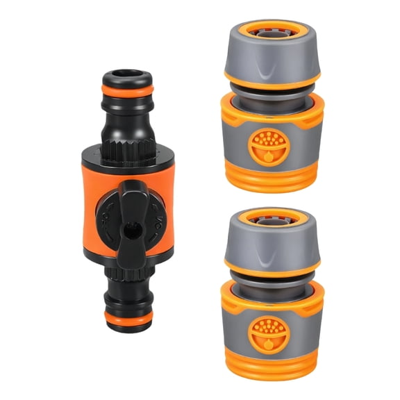 Zecic 3 Piece Garden Hose Connector Set Double Valves Leakproof Design Ergonomic Grip