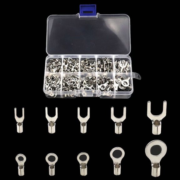 Zecic 320PCS Non-Insulated Ring Fork Terminal Battery Cable Terminal High Conductivity