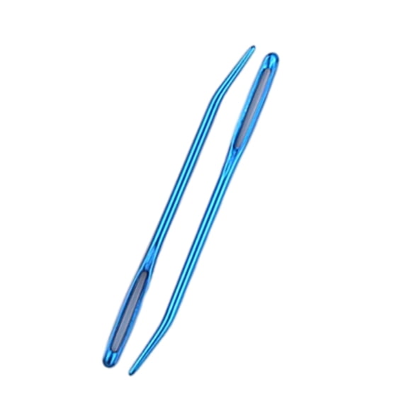 Zecic 4Pcs Aluminum Large Eye Sewing Needle Bent Tapestries Needle Yarn Crocheting Needle Crafting Knitting Stringings Needle