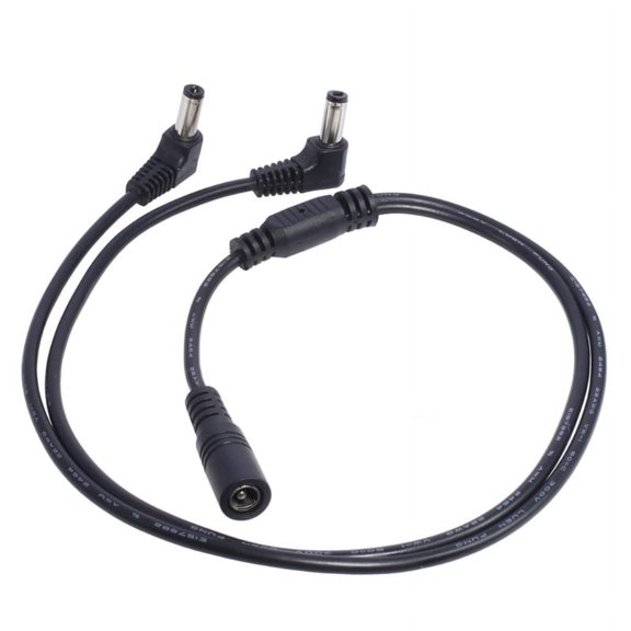 Zecic 5.5mm x 2.1mm 1 Female to 2 Male DC Power Extension Cable 90 Degree Right Angle Plug Jack Extension Cord