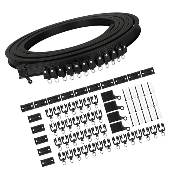 Zecic 5 Meter Black Curtain Track with Rollers for Modern Interior Designs Solution