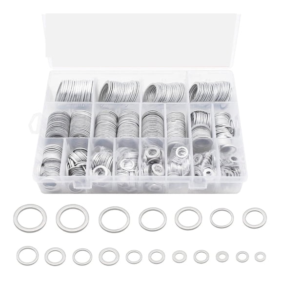 Zecic 540Pcs Aluminum Flat Washers Silver Round Washers Round Plug with Center Hole for DIY Craft Making Screw Fastening