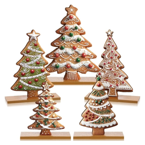 Zecic 5Pcs Christmas Tree Tabletop Decorations Gingerbreads Xmases Tree Christmas Decors