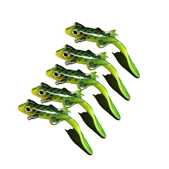 Zecic 5pcs Green Lizards Silicone Baits Swimbait Artificial Baits Fishing Accessories