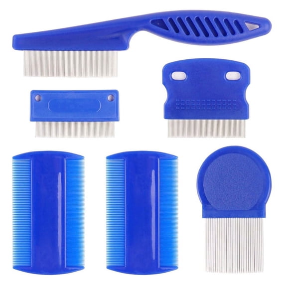 Zecic 6 Packs Lice Combs Double Sided Flea Comb Hair Grooming with Metal Teeth for Removal Nits Louse Eggs for Dogs & Cats