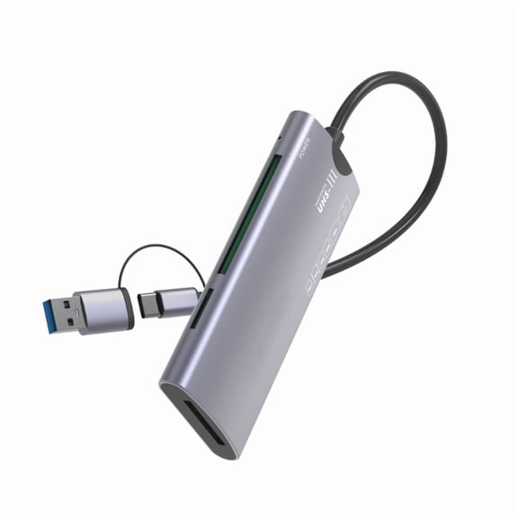 Zecic 6 in 1 Multiple Card Reader with USB C and USB A USB3.0 Fast Speed Aluminum Body