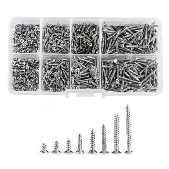 Zecic 800Pcs 304 Stainless Steel Self Tapping Screw Assortment Kit Lock Nut Wood Thread Nail Screw Sets M2 8 Sizes Included