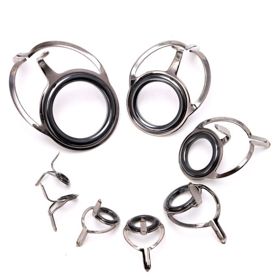 Zecic 8Pcs 6# - 30# Stainless Steel Eye Rings Fishing Rod Guides Tips Line Repair Kit