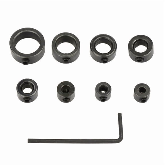 Zecic 8Pcs Metric Drill Stop Collars Adjustable Limit Rings Set for Woodwork Drilling