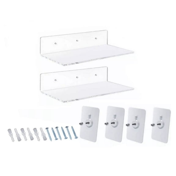 Zecic Acrylic Clear Floating Bookshelf for Kids Room Picture Ledges Display Tray