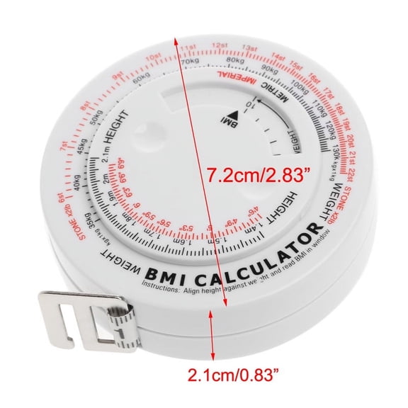 Zecic BMI Body Mass Index Retractable Tape 150cm Measure Calculator Diet