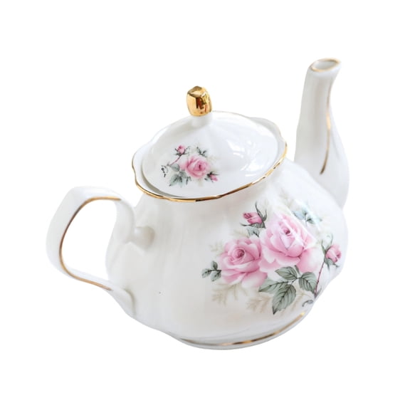 Zecic Ceramic Teapot With Floral Embossing Porcelain Tea Pot With Ergonomic Handle