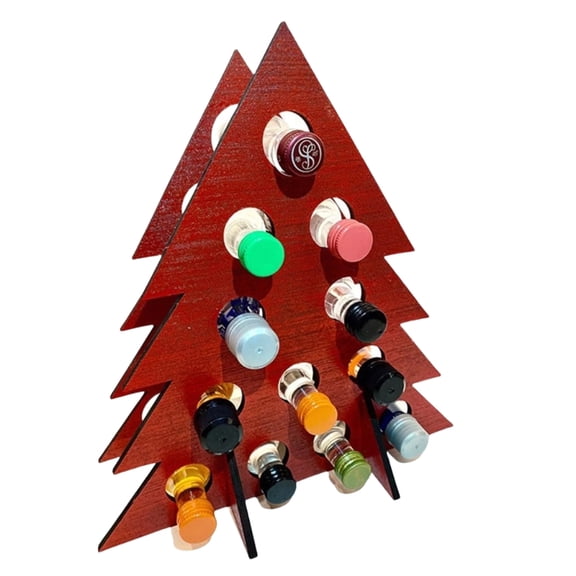 Zecic Christmas Advent Calendar Wine Rack Durable Space Saving Wood Tree Bottle Holder