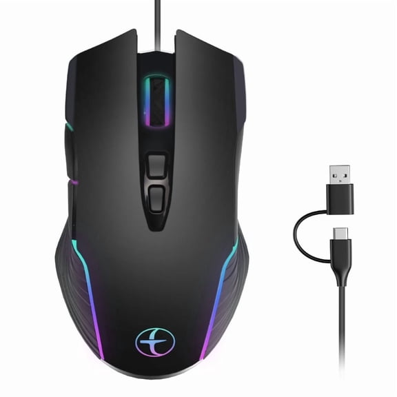 Zecic Corded Opticaled Mouse With Ergonomic Computer Jiggler mode Color Lighting