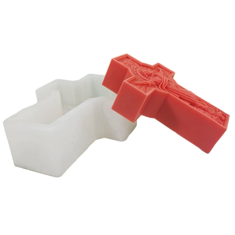 Zecic Cross Statue Candle Mold for DIY Candle Gypsum Ornaments Christmas Gift Home Decor, Epoxy Resin Casting Silicone Mold