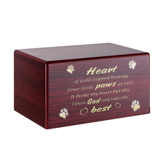 Zecic Dog Cremation Urn with Carved Word Small Pet Funeral Ashes Box Wood Memorial Box